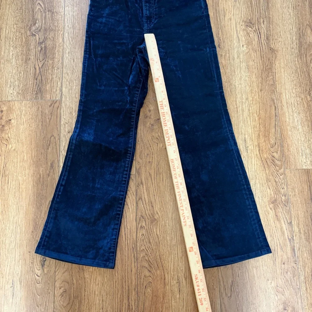 Levis Ribcage Bootcut Navy Blue Velour High Rise Flare Pants Womens 26x30 Boho - Picture 8 of 14